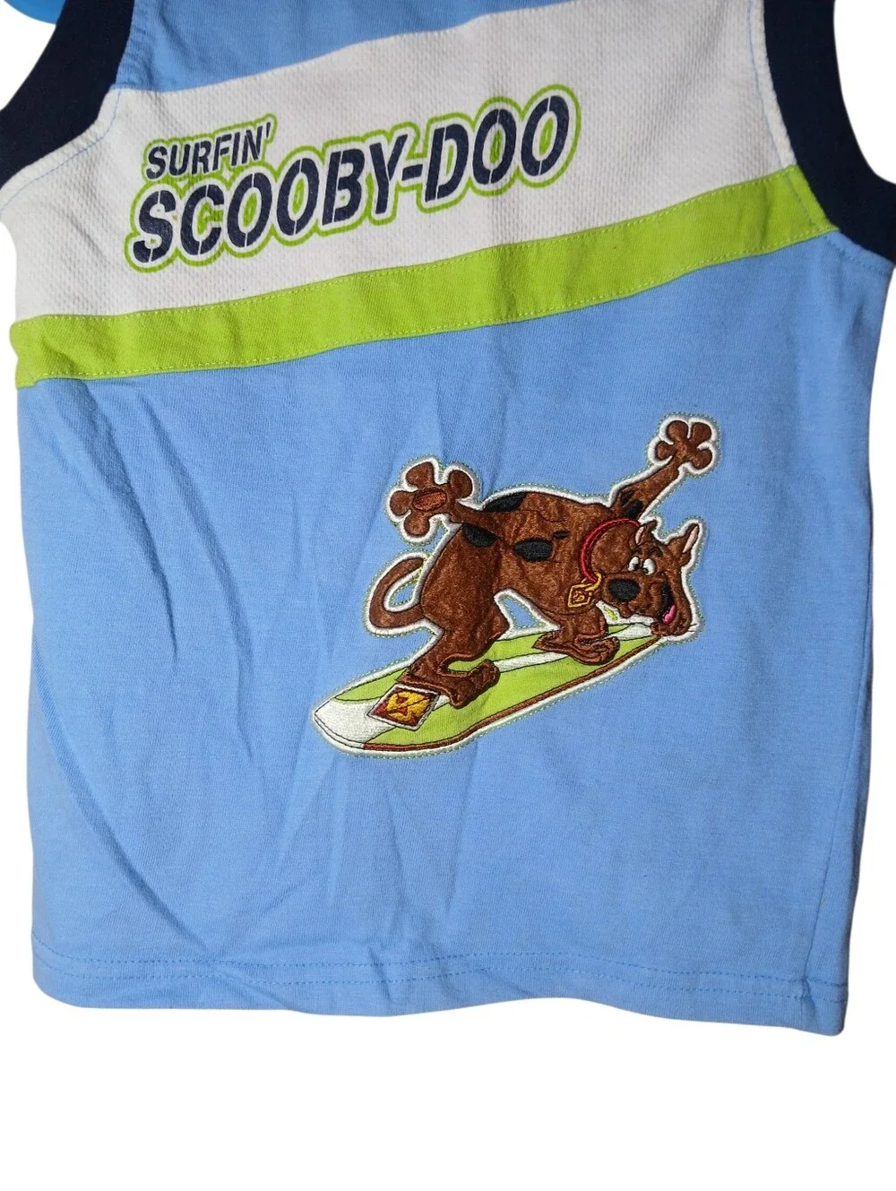 Vintage Scooby-Doo Blue Boys Embroidered Tank Top Shirt Size 6
